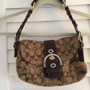 Coach Soho purse Brown/Tan Signature Buckle Flap